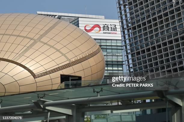 View of the headquarters of SenseTime, a Hong Kong-based artificial intelligence company with offices in China, Singapore, Japan, Abu Dhabi and the...