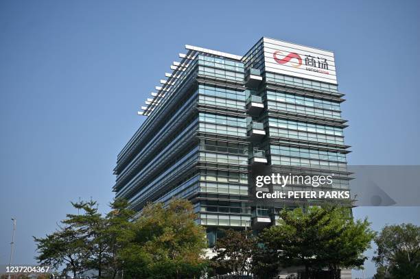 This general view shows the headquarters of SenseTime, a Chinese artificial intelligence company based in Hong Kong on December 13 after the company...