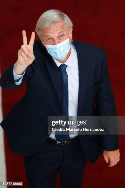 Presidential candidate Jose Antonio Kast of the Republican party gestures before the ANATEL presidential debate on December 13, 2021 in Santiago,...