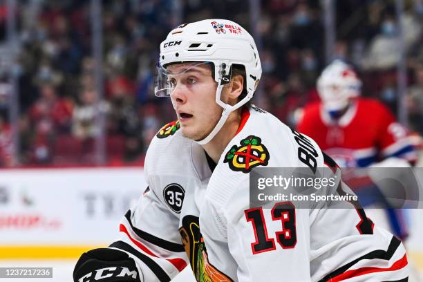 Look on Chicago Blackhawks center Henrik Borgstrom during the Chicago Blackhawks versus the Montreal Canadiens game on December 9 at Bell Centre in...