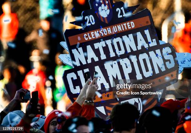 Clemson players and fans celebrate after the NCAA Div 1 Mens College Cup final between the Washington Huskies and the Clemson Tigers, on December 12...