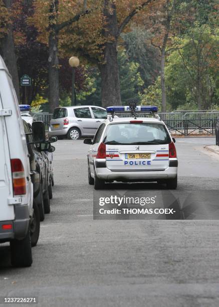 Photo prise le 22 septembre 2007 à Paris, d'une voiture de police équipé du dispositif de lecture automatisée des plaques d'immatriculation . Le Lapi...