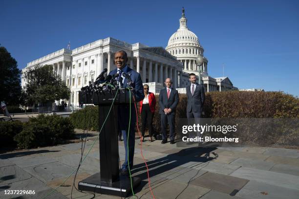 Karl Racine, District of Columbia attorney general, speaks during a news conference on the Jan. 6 insurrection outside the U.S. Capitol in...