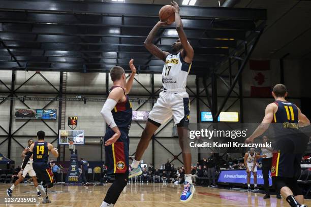 Dejon Jarreau of the Fort Wayne Mad Ants shoots against Matt Ryan of the Grand Rapids Gold during the first half of an NBA G-League game on December...