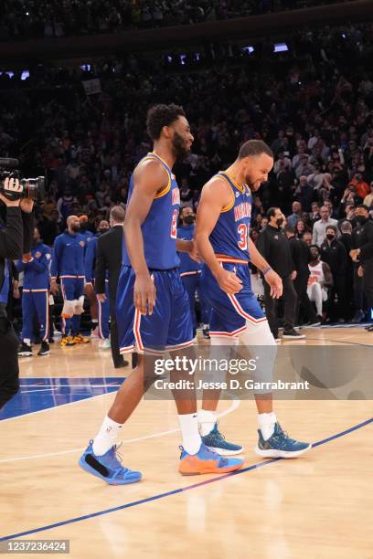 Stephen Curry of the Golden State Warriors celebrates after passing Ray Allen for most three pointers made in NBA history with 2,974 during the game...