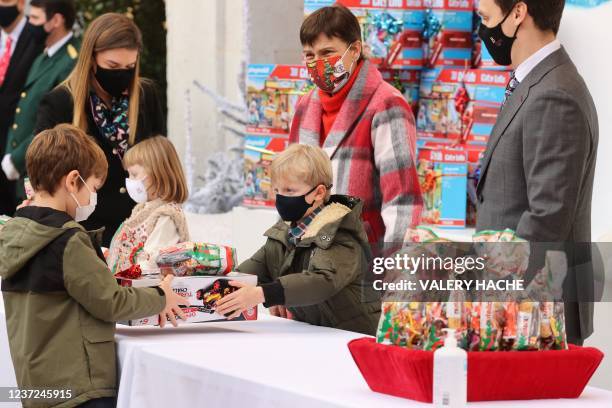 Princess Stephanie of Monaco Princess Gabriella of Monaco and Prince Jacques of Monaco attend the traditional Christmas tree ceremony as part of the...