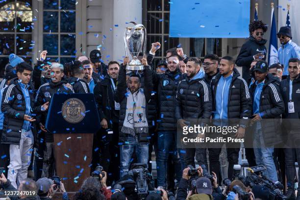 Celebration for NYCFC winning the 2021 MLS Cup on City Hall steps in full swing. NYCFC finished the regular season in 4th place and played almost all...