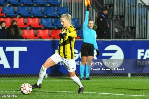 Stina BLACKSTENIUS of BK Hacken FF during the UEFA Women's Champions League match between Lyon and Hacken on December 15, 2021 in Lyon, France.