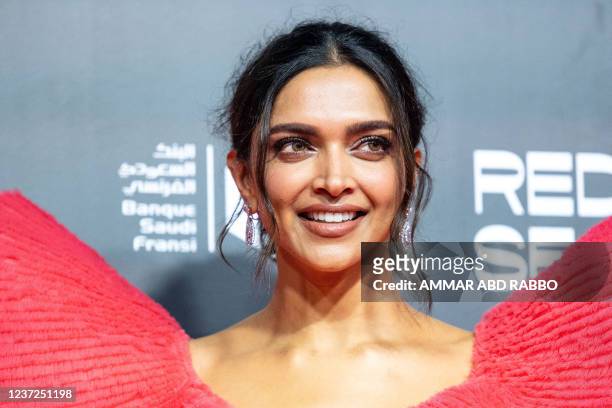 Indian actress and producer Deepika Padukone walks the red carpet prior to the screening of '83' world premiere, during the first edition of the Red...
