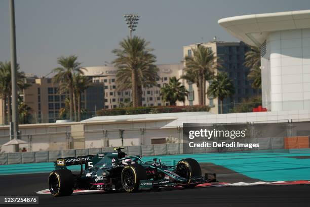 Sebastian Vettel , Aston Martin Cognizant Formula One Team during Formula 1 testing at Yas Marina Circuit on December 15, 2021 in Abu Dhabi, United...