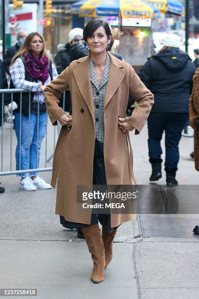 Carrie-Anne Moss is seen on December 14, 2021 in New York City, New York.