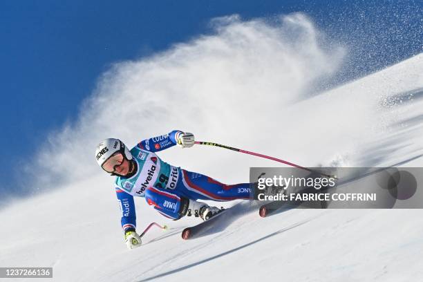 France's Tiffany Gauthier competes in the Women's Super G race during the Audi FIS Alpine Ski World Cup at St. Moritz, Switzerland, on December 12,...