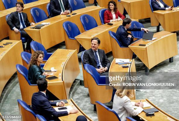 Dutch Prime Minister Mark Rutte of VVD's party attends the debate in the House of Representatives in The Hague, on December 16 upon the final report...