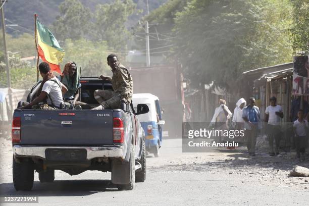 Ethiopian security forces patrol at street after Ethiopian army took control of Dessie town of Amhara city from the rebel Tigray People's Liberation...