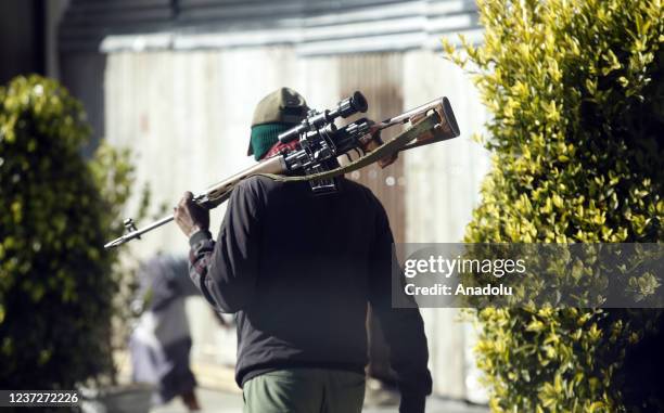 Ethiopian security forces patrol at street after Ethiopian army took control of Hayk town of Amhara city from the rebel Tigray People's Liberation...