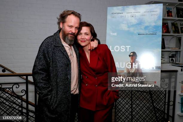 Peter Sarsgaard and Maggie Gyllenhaal attend Netflix's "The Lost Daughter" tastemaker screening at the Metrograph on December 15, 2021 in New York...