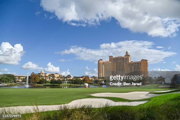 View of the 18th hole during the PGA TOUR Champions Thursday Pro-am at PNC Championship at Ritz-Carlton Golf Club on December 16, 2021 in Orlando,...