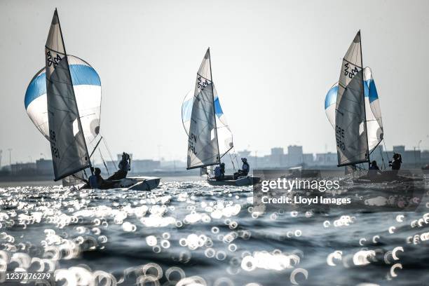 General view at the opening ceremony at The 2021 Youth Sailing World Championships presented by Hempel, Al Mussanah, on December 12, 2021 in Muscat,...