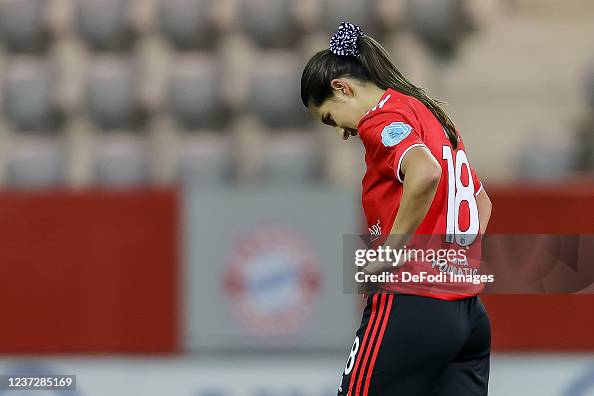 Maximiliane Rall of Bayern Muenchen looks on during the UEFA Women's ...