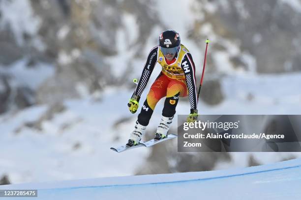 Marie-michele Gagnon of Team Canada in action during the Audi FIS Alpine Ski World Cup Women's Downhill Training on December 17, 2021 in Val d'Isere...