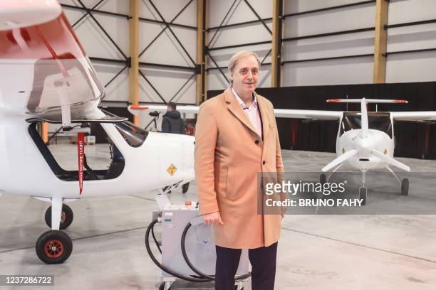 Philippe Bodson poses for the photographer at the opening of a new terminal at Liege Airport, in Grace-Hollogne, Friday 17 December 2021. BELGA PHOTO...