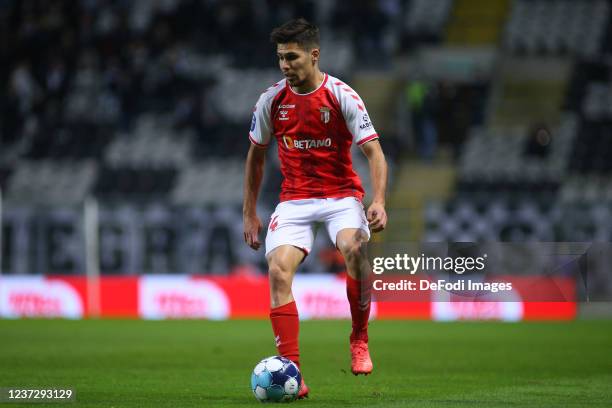 Francisco Moura of SC Braga controls the ball during the Allianz Cup match between Boavista Porto FC and SC Braga at Estadio do Bessa Sec. XXI on...