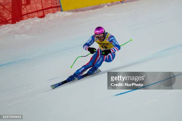 Nils Allegre during the alpine ski race 2021 FIS Ski World Cup - Men&amp;#39; Super-G on December 17, 2021 at the Saslong in Val Gardena, Italy