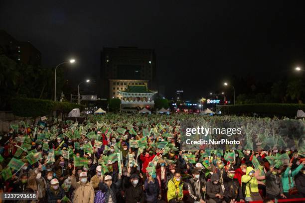 Democratic Progressive Party held referendum campaign rally in Taipei, Taiwan on Dec 17, 2021.