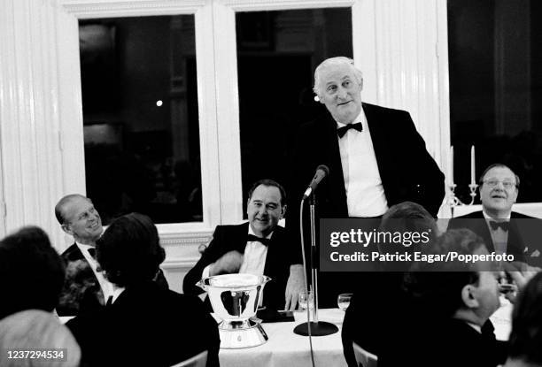 John Warr, MCC president elect, speaking during the MCC Bicentenary Dinner in the Long Room of the Pavilion at Lord's Cricket Ground, London, 6th May...