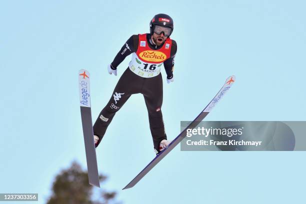 Alessandro Pittin of Italy competes during the Individual Gundersen HS98/10km at the FIS World Cup Nordic Combined Men Ramsau at on December 18, 2021...