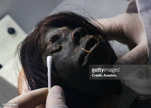 Izmir Archaeological Museum experts examine artifacts in their laboratories in Izmir, Turkey on December 17, 2021. Experts examine approximately 400...