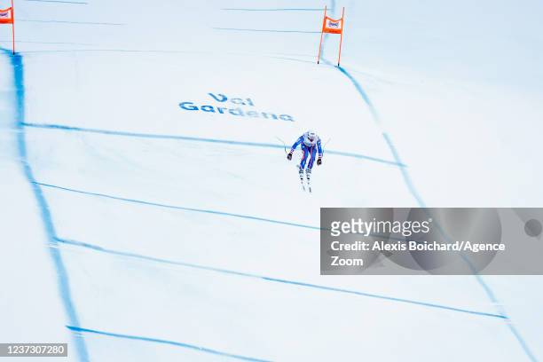 Johan Clarey of Team France competes during the Audi FIS Alpine Ski World Cup Men's Downhill on December 18, 2021 in Val Gardena Italy.