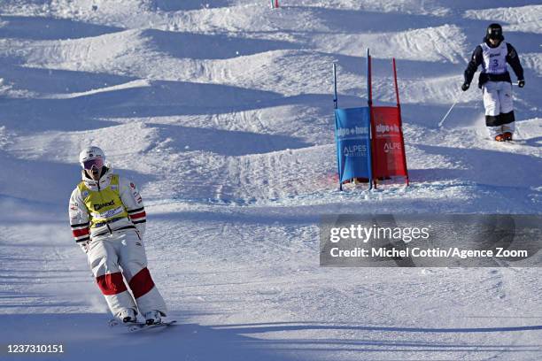 Mikael Kingsbury of Team Canada takes 1st place, Walter Wallberg of Team Sweden takes 2nd place during the FIS Freestyle Ski World Cup Men's and...