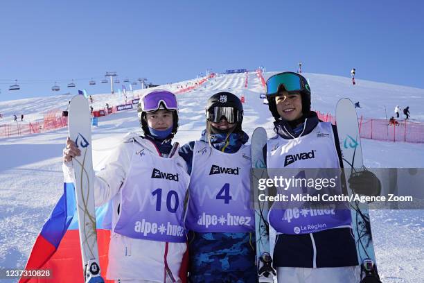 Anastasiia Smirnova of Team Russia takes 2nd place, Jakara Anthony of team Australia takes 1st place, Kai Owens of Team United States takes 3rd place...