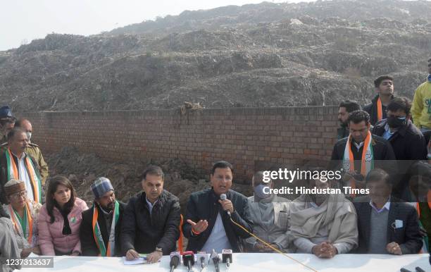 Senior Congress Leader Randeep Singh Surjewala along with former MP Pawan Kumar Bansal, Chandigarh Congress President Subhash Chawala and others...