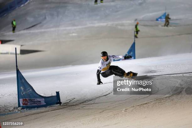 Dmitrii LOGINOV RUS during the Snowboard 2021 FIS Snowboard World Cup - Men&amp;#39;s Parallel Giant Slalom on December 18, 2021 at the Faloria in...