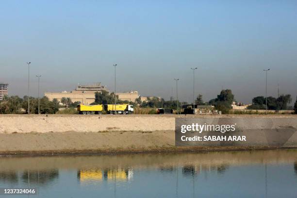 This image shows a partial view of the Green Zone which houses the seat of the Iraqi government as well as the US embassy, in the capital Baghdad on...