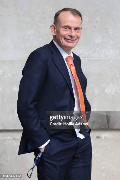 Andrew Marr leaves BBC studios after appearing on the Andrew Marr show for the last time on December 19, 2021 in London, England. Marr, a veteran...