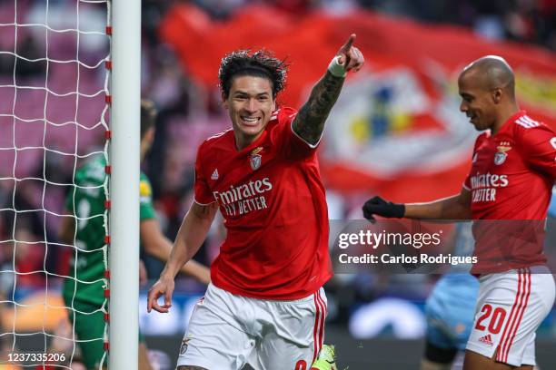 Darwin Nunez of SL Benfica celebrates scoring SL Benfica's goal during the Liga Portugal Bwin match between SL Benfica and CS Maritimo at Estadio da...