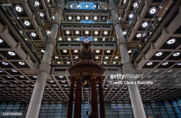 The Lutine Bell is rung during a tribute to the late architect Richard Rogers at Lloyd's on December 20, 2021 in London, England. Rogers, who died on...