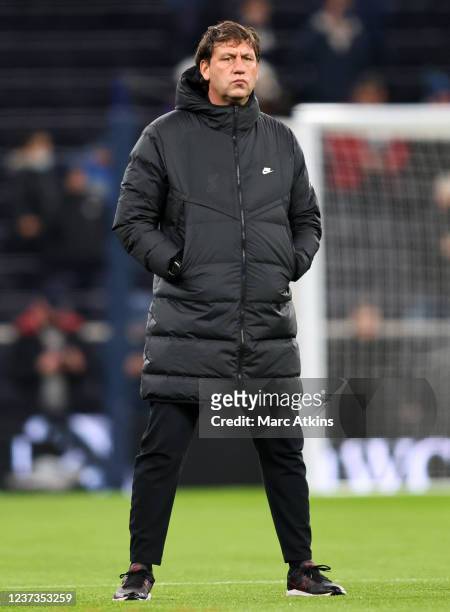 Liverpool assistant manager Peter Krawietz during the Premier League match between Tottenham Hotspur and Liverpool at Tottenham Hotspur Stadium on...