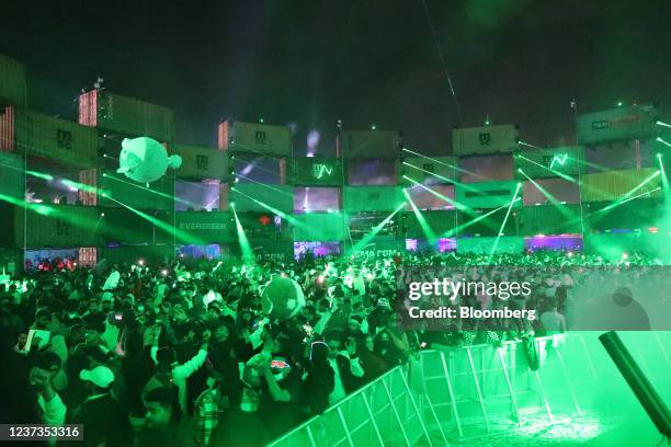 Attendees at the MDL Beast Soundstorm music festival in Riyadh, Saudi Arabia, on Thursday, Dec. 16, 2021. The four-day electronic music festival in...