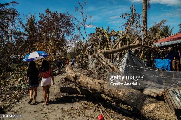 General view of disaster area aftermath of Typhoon Rai in Leyte, Philippines on December 20