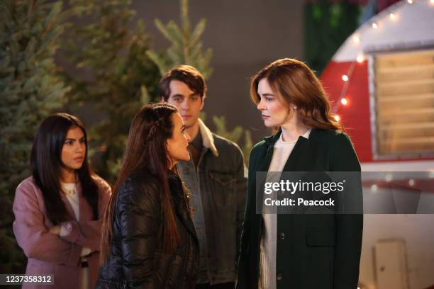 Pictured: Jearnest Corchado as Skye, Kyle Richards as Trish, Kyle Selig as Jake, Betsy Brandt as Diana --