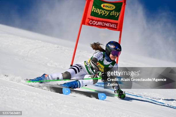 Piera Hudson of Team New Zealand competes during the Audi FIS Alpine Ski World Cup Women's Giant Slalom on December 21, 2021 in Courchevel, France.