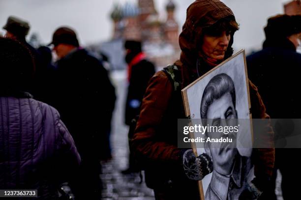 Celebration of Stalin's birthday at Red Square, Nachrichtenfoto