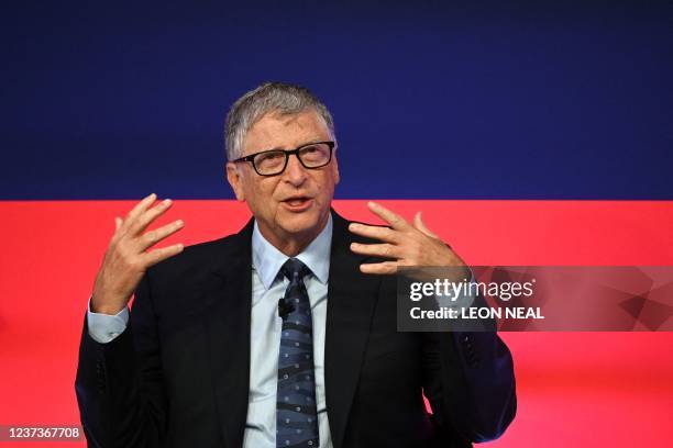 Microsoft founder-turned-philanthropist Bill Gates speaks during the Global Investment Summit at the Science Museum in London on October 19, 2021.