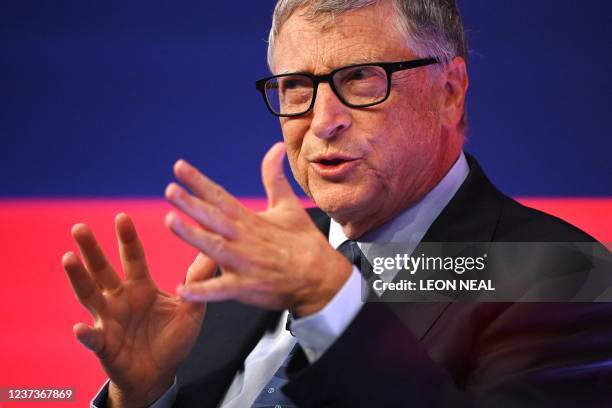 Microsoft founder-turned-philanthropist Bill Gates speaks during the Global Investment Summit at the Science Museum in London on October 19, 2021.