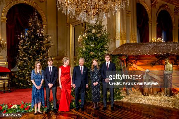 King Philippe of Belgium, Queen Mathilde of Belgium, Princess Elisabeth of Belgium, Prince Gabriel of Belgium, Prince Emmanuel of Belgium and...