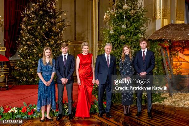 King Philippe of Belgium, Queen Mathilde of Belgium, Princess Elisabeth of Belgium, Prince Gabriel of Belgium, Prince Emmanuel of Belgium and...